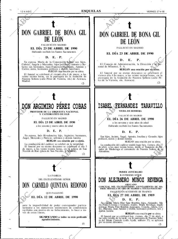 ABC MADRID 27-04-1990 página 124