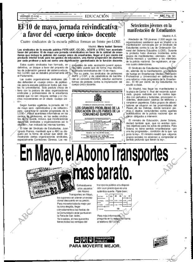 ABC MADRID 27-04-1990 página 87