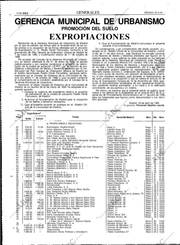 ABC MADRID 28-04-1990 página 112