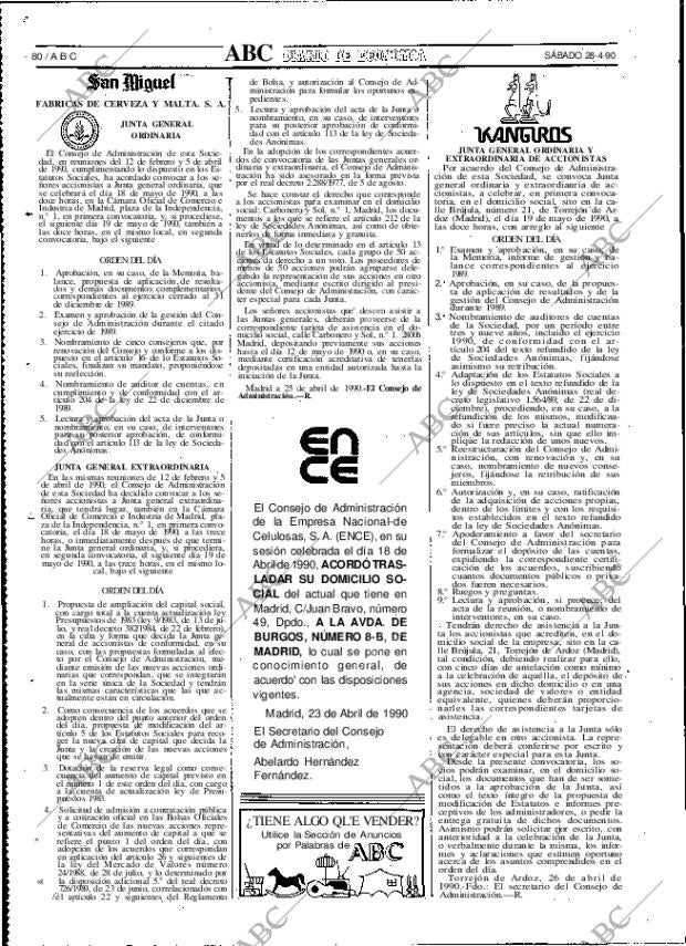 ABC MADRID 28-04-1990 página 80