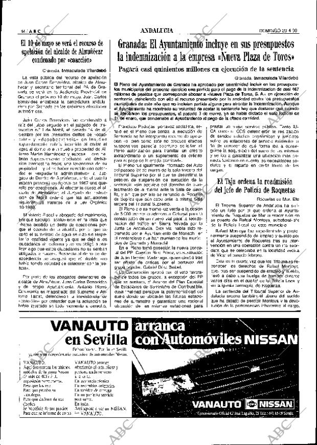 ABC SEVILLA 29-04-1990 página 44