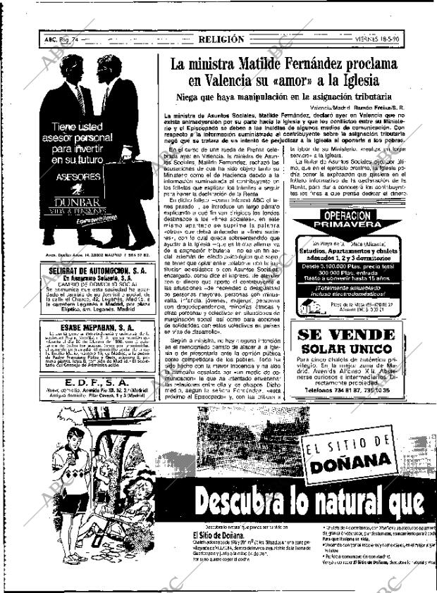 ABC MADRID 18-05-1990 página 74