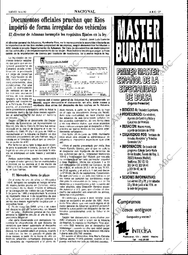 ABC MADRID 14-06-1990 página 27