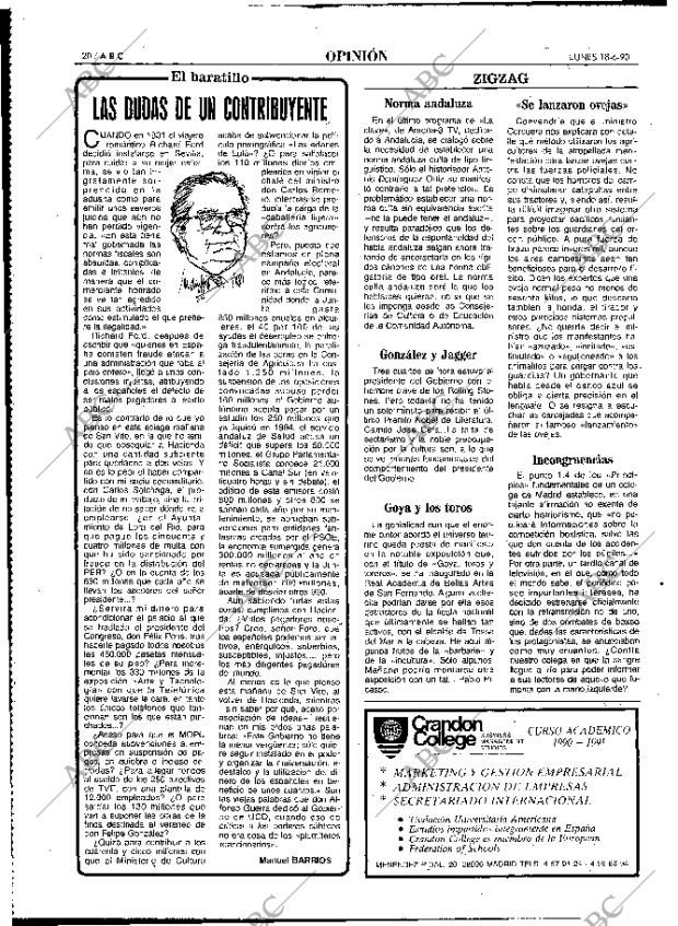 ABC MADRID 18-06-1990 página 20