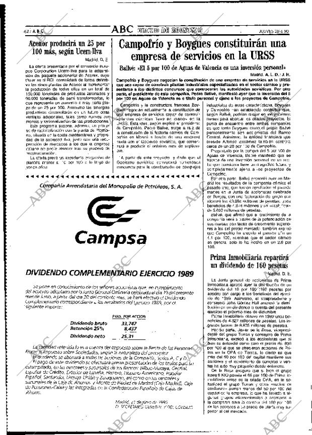 ABC MADRID 28-06-1990 página 62