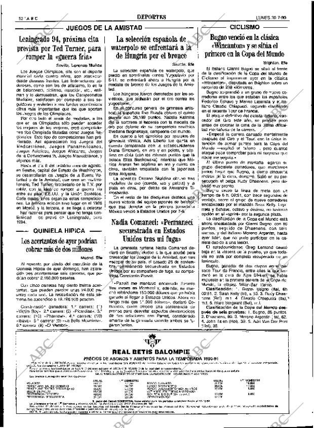 ABC SEVILLA 30-07-1990 página 52