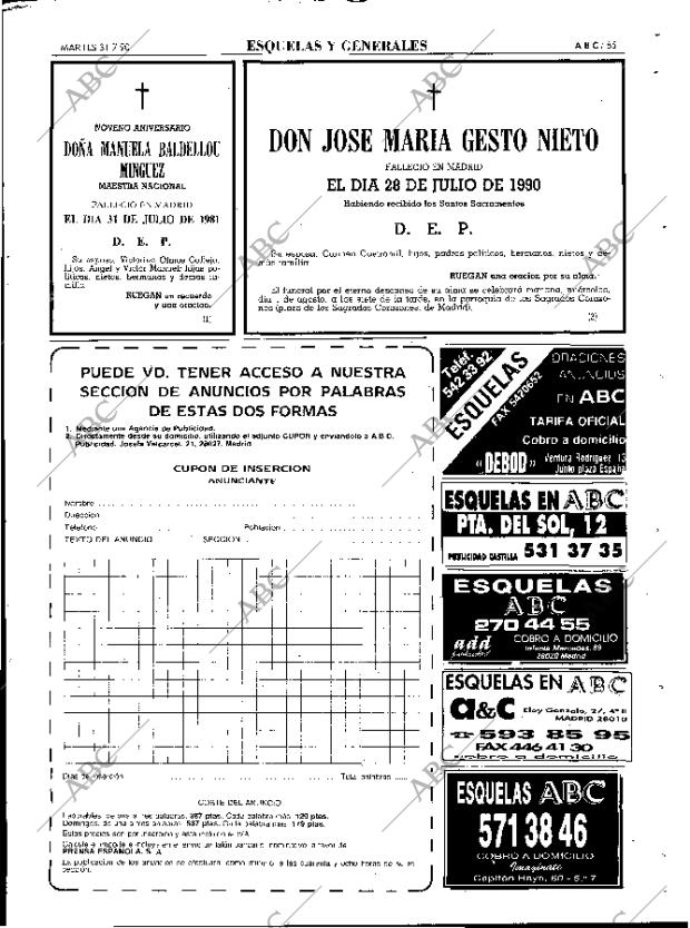 ABC MADRID 31-07-1990 página 85