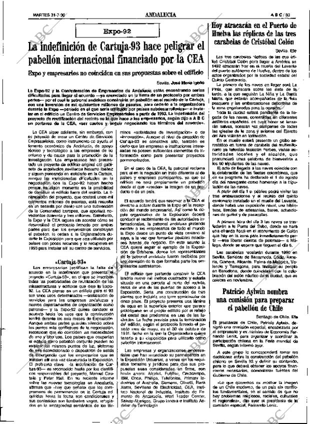 ABC SEVILLA 31-07-1990 página 33