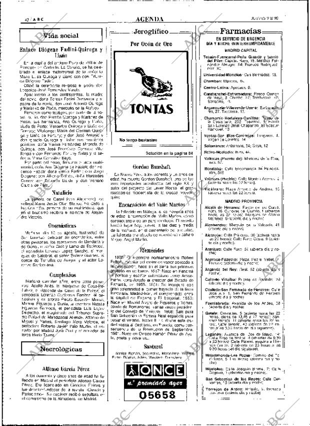 ABC MADRID 09-08-1990 página 42