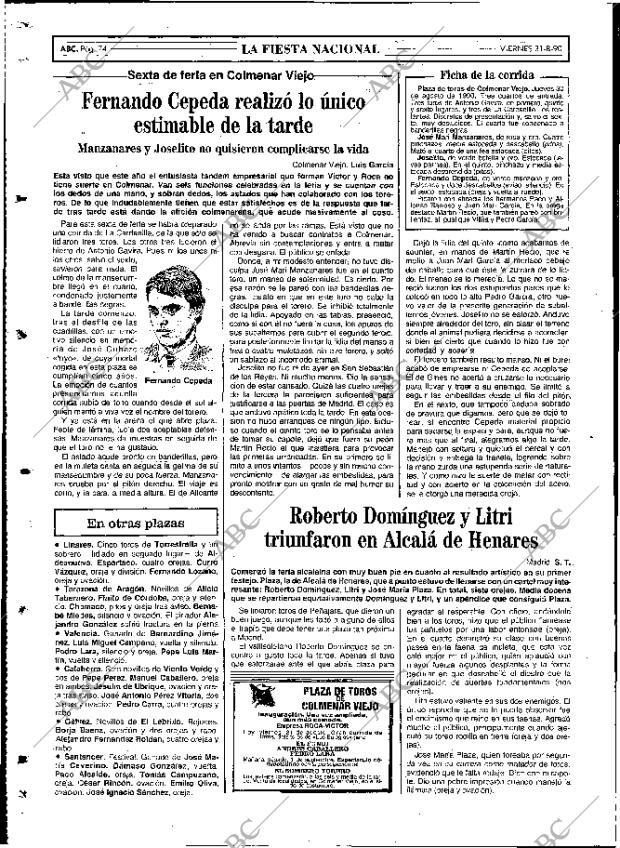 ABC MADRID 31-08-1990 página 74