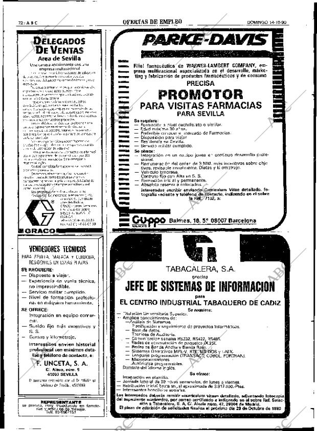 ABC SEVILLA 14-10-1990 página 72