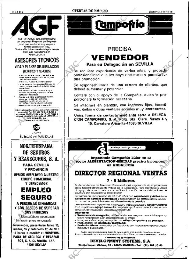 ABC SEVILLA 14-10-1990 página 74