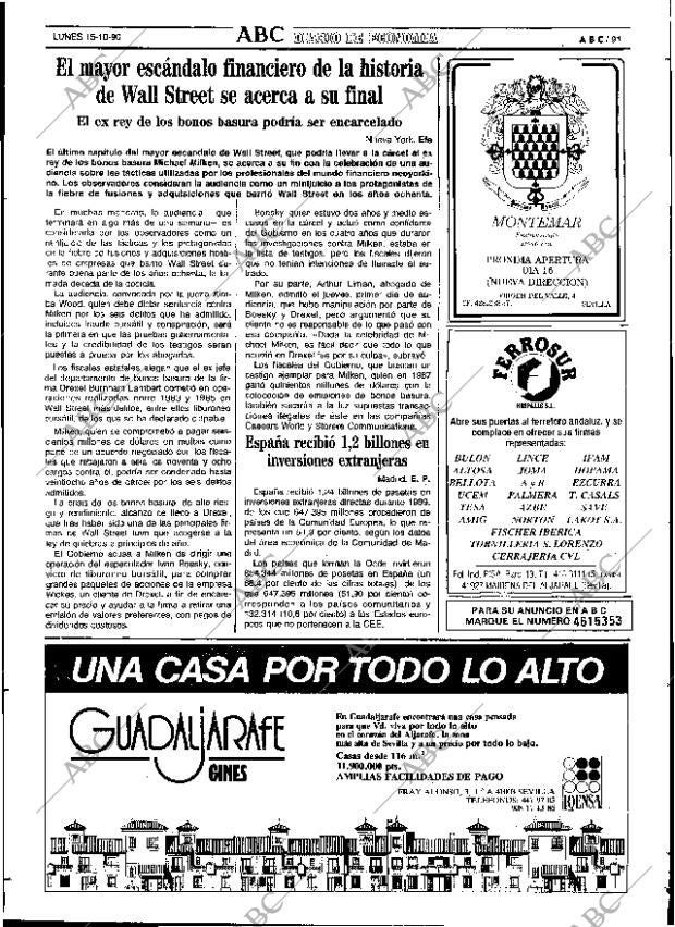 ABC SEVILLA 15-10-1990 página 91