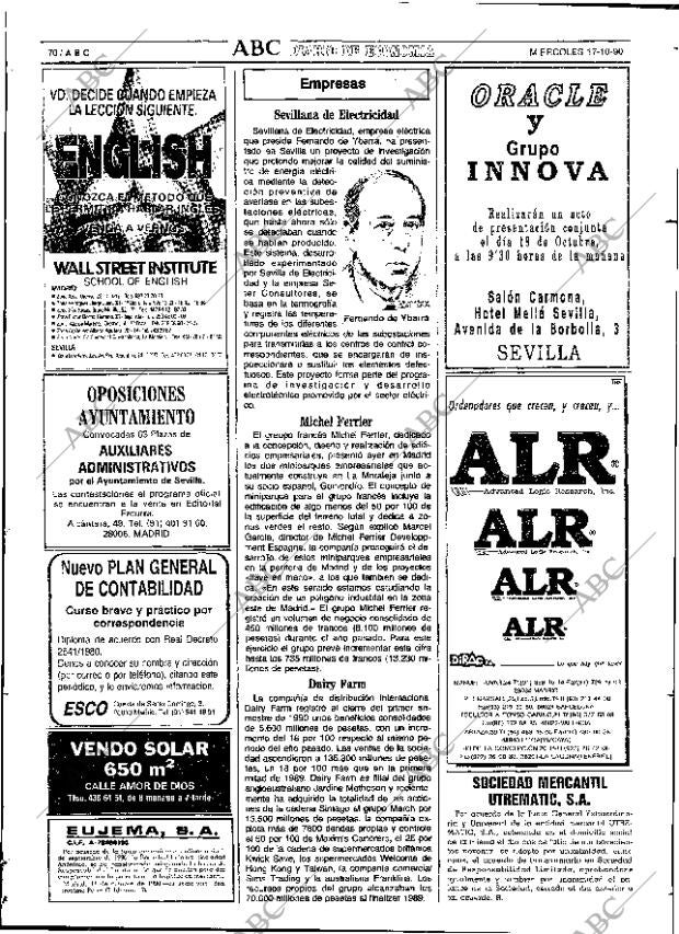 ABC SEVILLA 17-10-1990 página 70