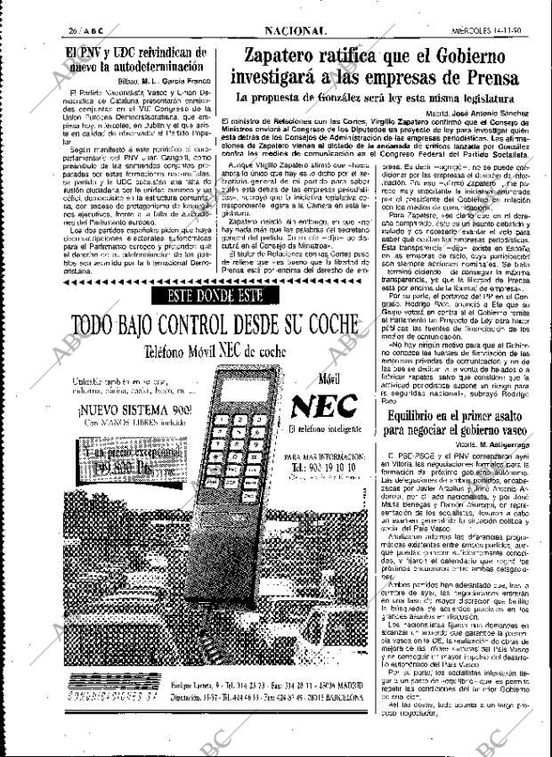 ABC MADRID 14-11-1990 página 26