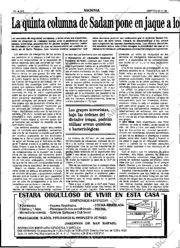 ABC SEVILLA 20-11-1990 página 20