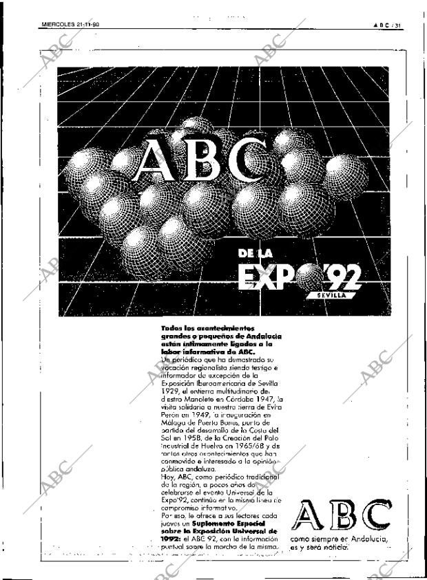 ABC SEVILLA 21-11-1990 página 31
