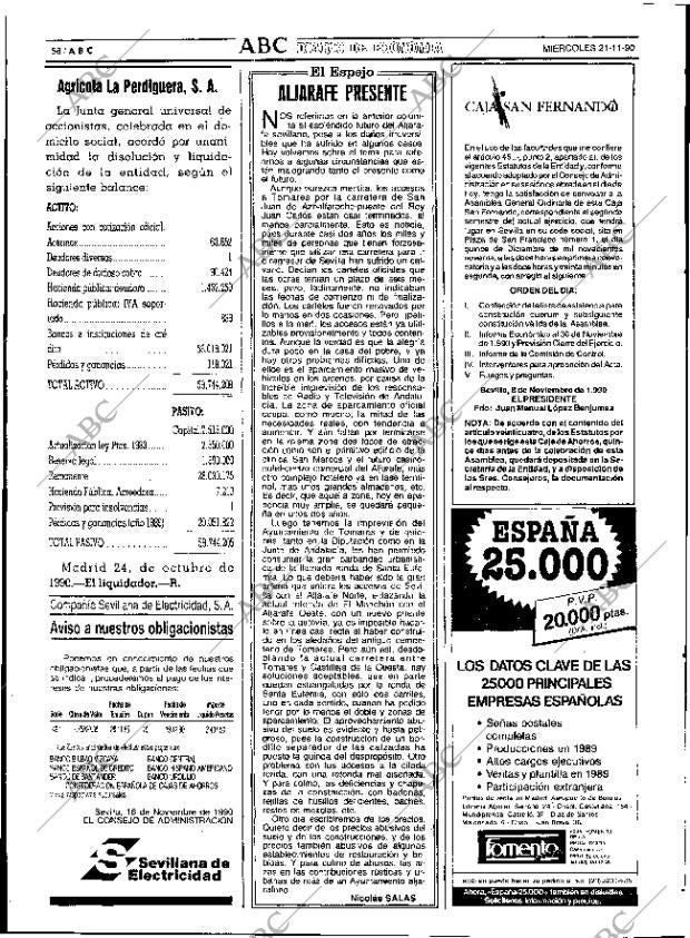 ABC SEVILLA 21-11-1990 página 58