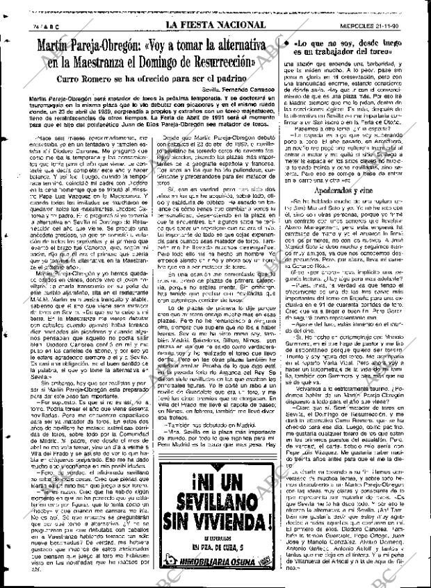 ABC SEVILLA 21-11-1990 página 74