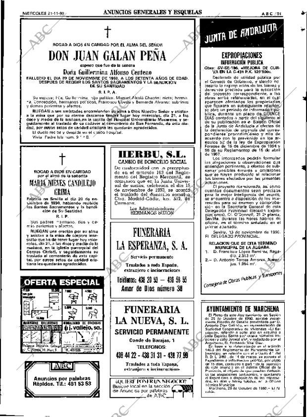 ABC SEVILLA 21-11-1990 página 91
