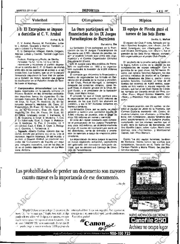 ABC SEVILLA 27-11-1990 página 87
