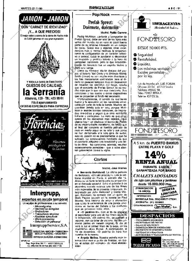 ABC SEVILLA 27-11-1990 página 91