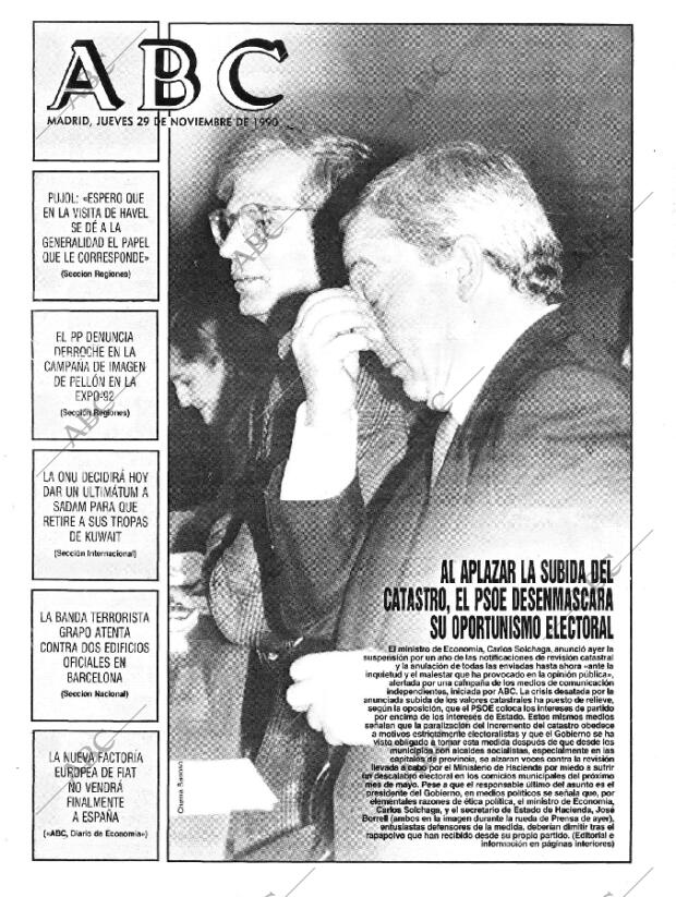 ABC MADRID 29-11-1990 página 1