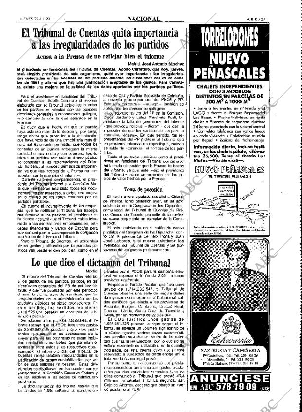 ABC MADRID 29-11-1990 página 27