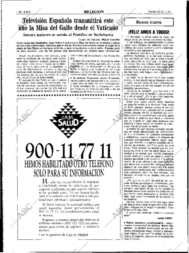 ABC MADRID 23-12-1990 página 68