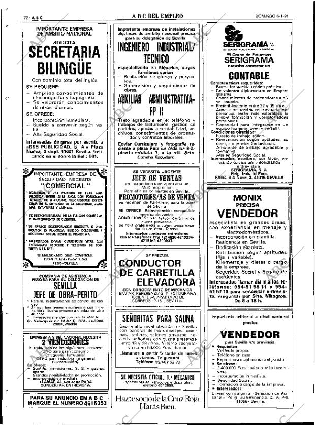 ABC SEVILLA 06-01-1991 página 72