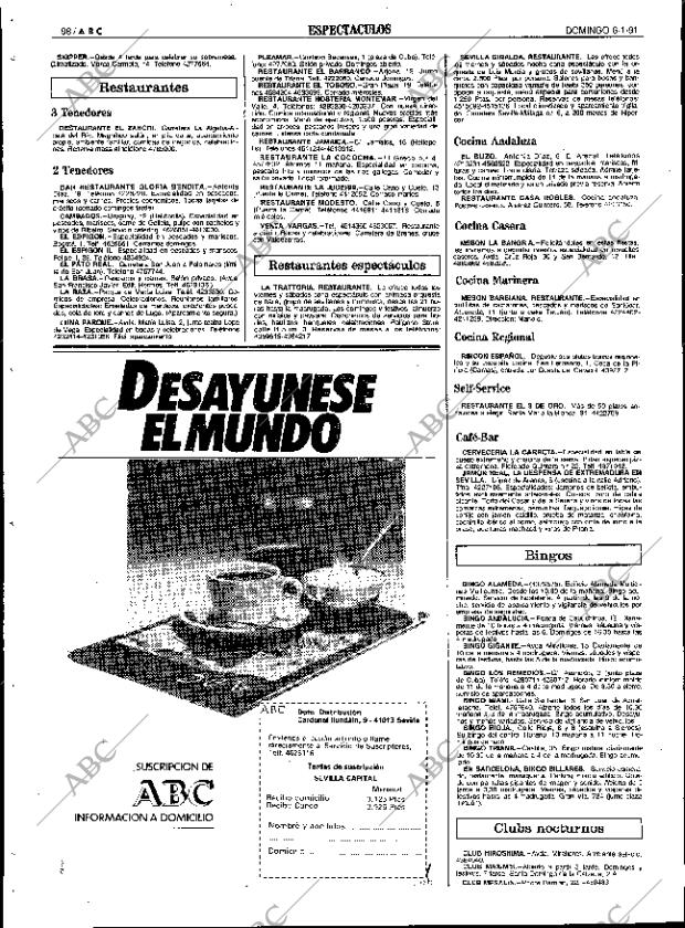 ABC SEVILLA 06-01-1991 página 98