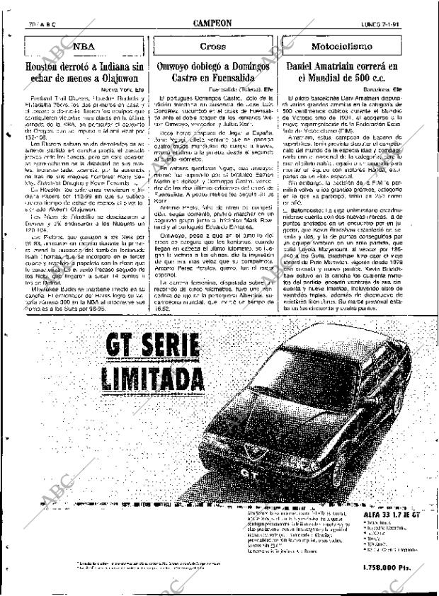 ABC SEVILLA 07-01-1991 página 70