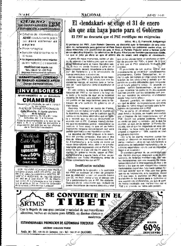 ABC MADRID 17-01-1991 página 74