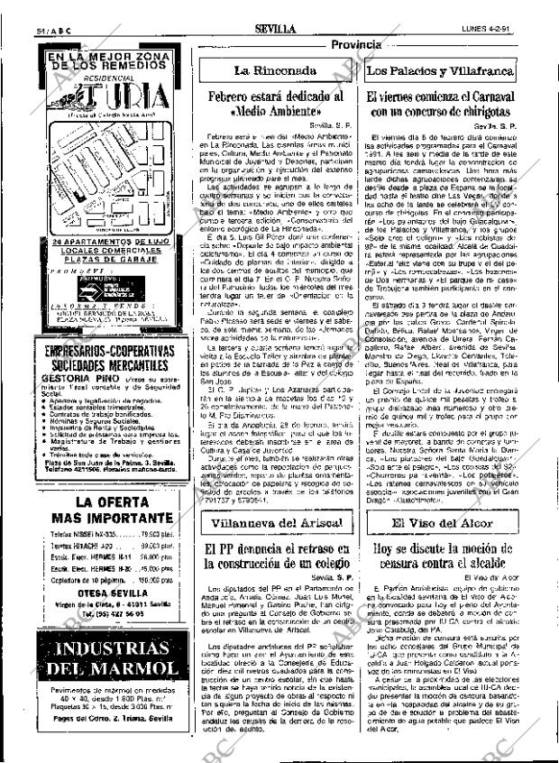 Periodico Abc Sevilla 04 02 1991 Portada Archivo Abc