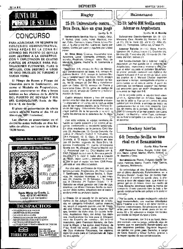 ABC SEVILLA 12-02-1991 página 82