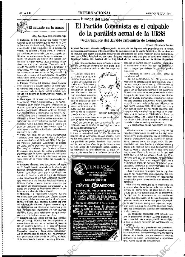 ABC MADRID 27-02-1991 página 40