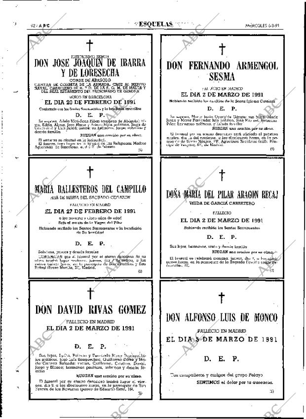 ABC MADRID 06-03-1991 página 92