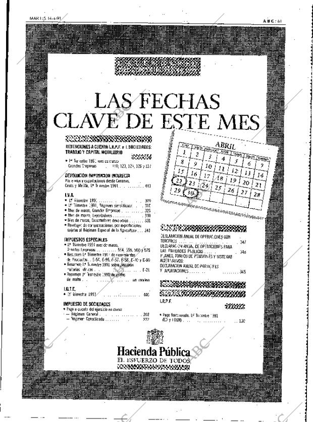 ABC MADRID 16-04-1991 página 61
