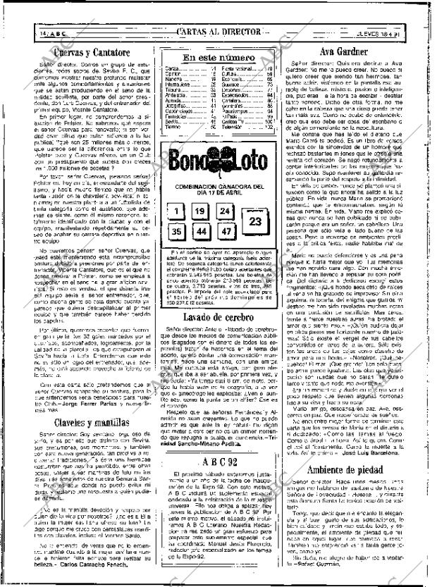 ABC SEVILLA 18-04-1991 página 14