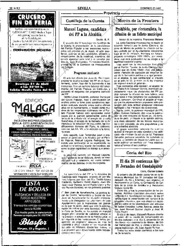 ABC SEVILLA 21-04-1991 página 58