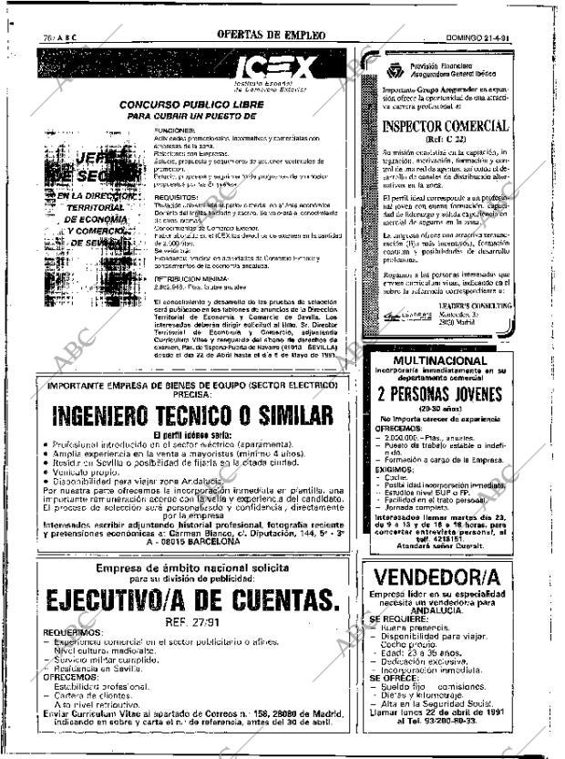 ABC SEVILLA 21-04-1991 página 76