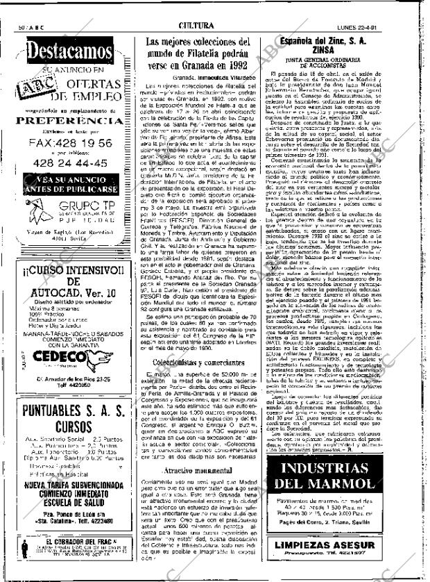 ABC SEVILLA 22-04-1991 página 50