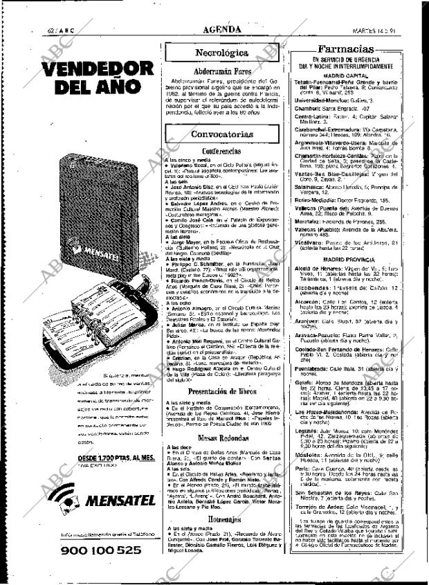 ABC MADRID 14-05-1991 página 62