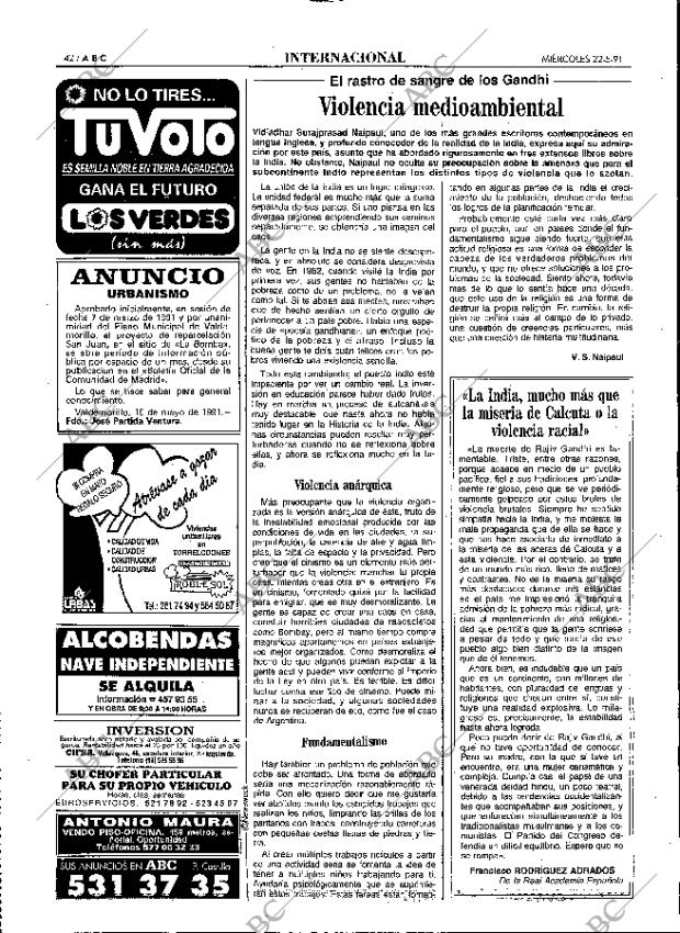 ABC MADRID 22-05-1991 página 42