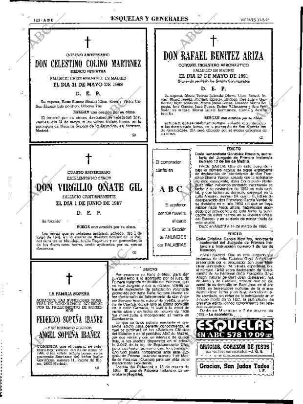 Periodico Abc Madrid 31 05 1991 Portada Archivo Abc