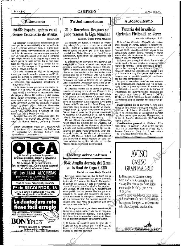 ABC MADRID 10-06-1991 página 94