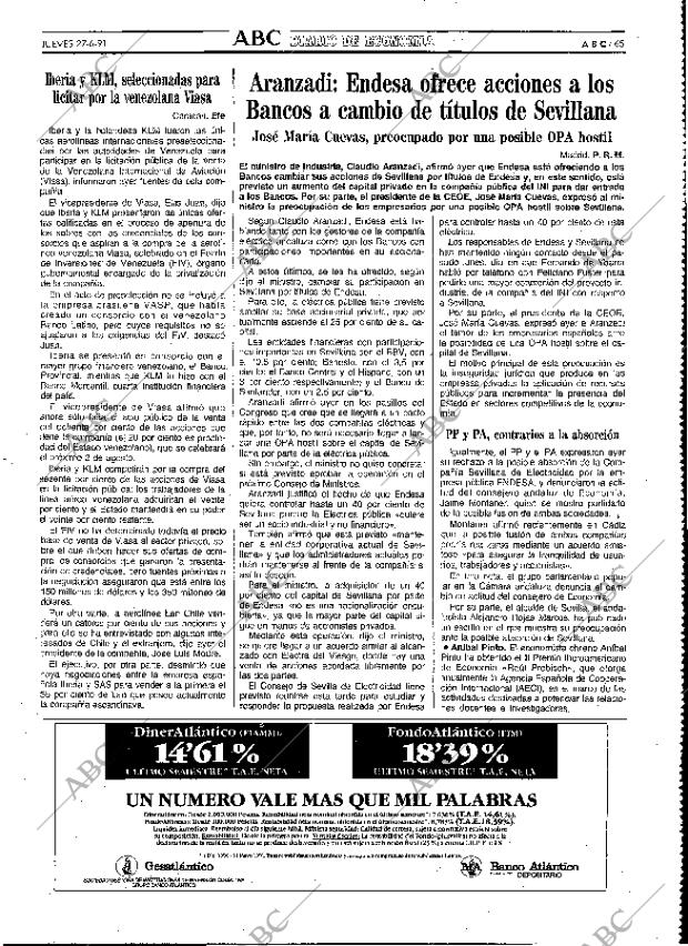 ABC MADRID 27-06-1991 página 65