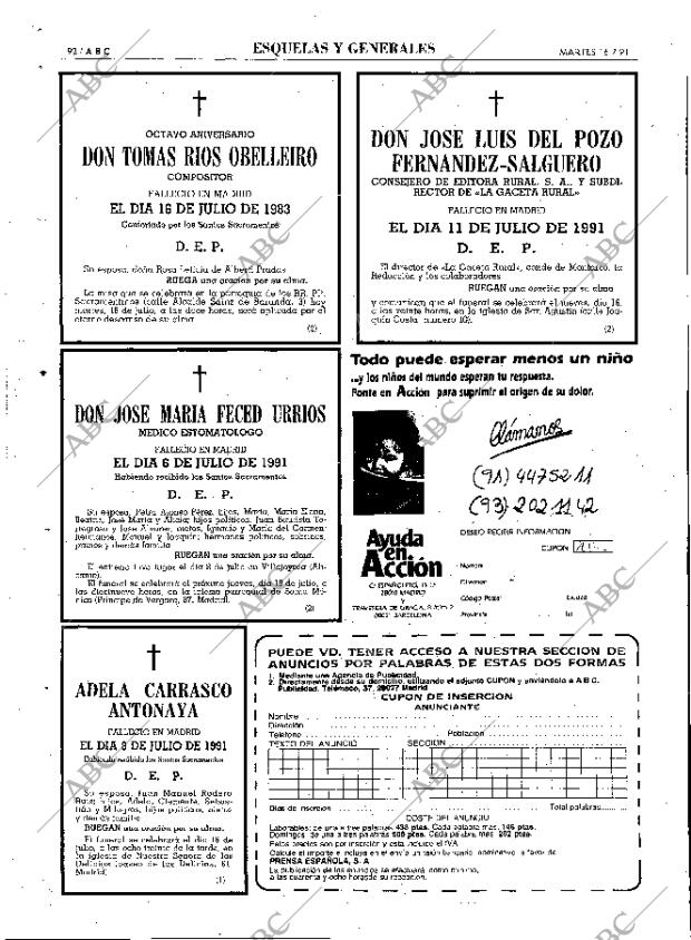 ABC MADRID 16-07-1991 página 92