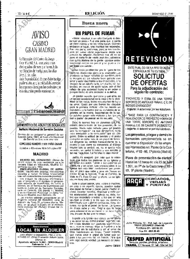 ABC MADRID 21-07-1991 página 72