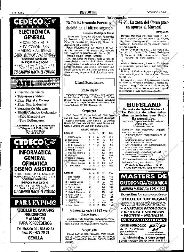 ABC SEVILLA 22-09-1991 página 110